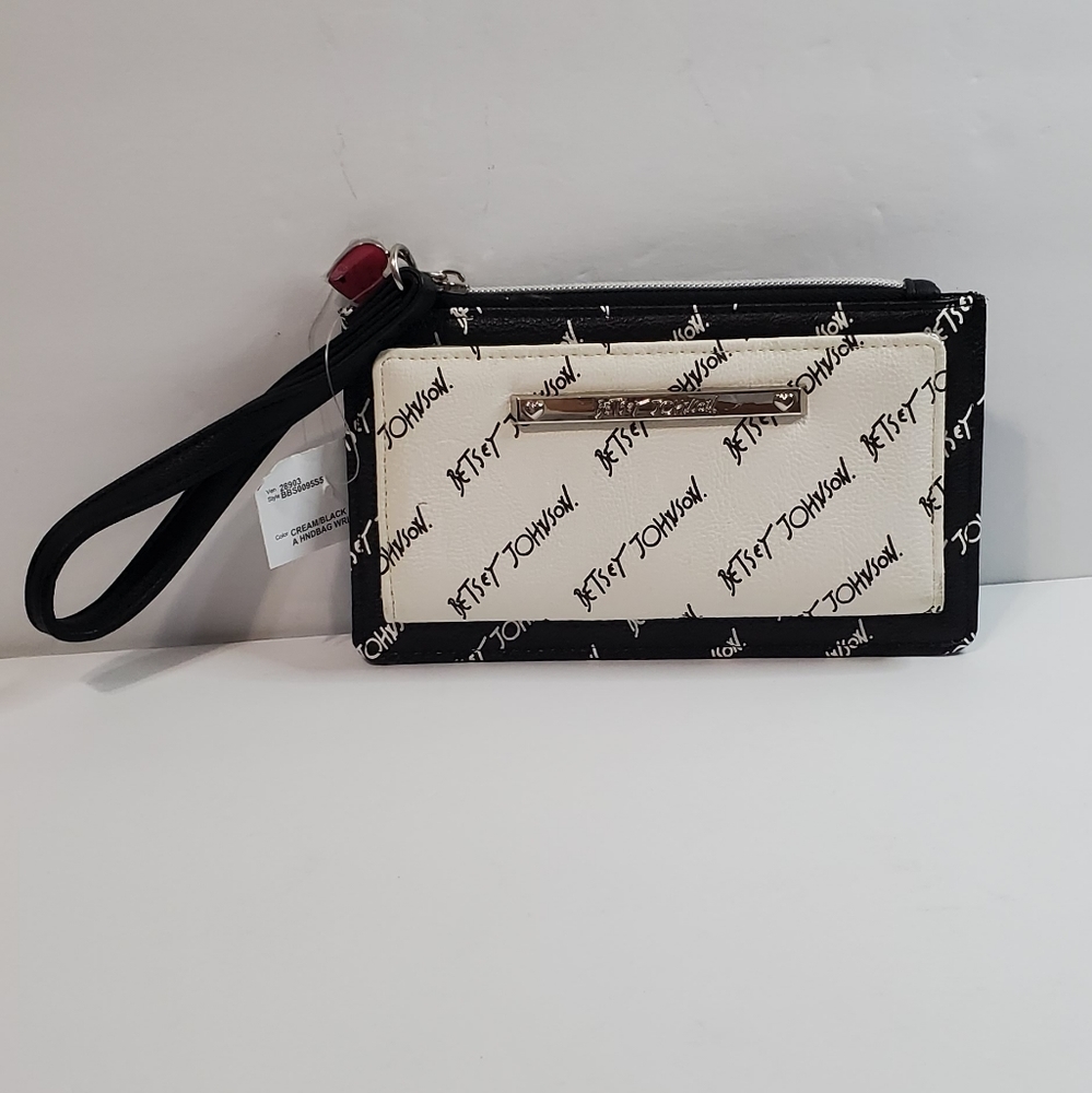 Betsey Johnson Black/White ThinSignature Wristlet